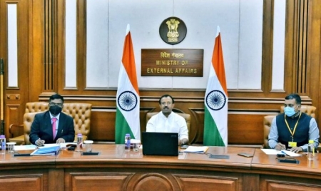 SINGAPORE CITY: Virtual interaction between Minister of State for External Affairs and Senior Minister of State for Foreign Affairs of Singapore