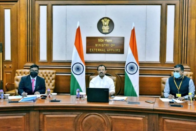 SINGAPORE CITY: Virtual interaction between Minister of State for External Affairs and Senior Minister of State for Foreign Affairs of Singapore