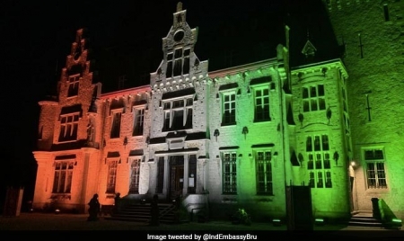 BRUSSELS: Belgium’s Iconic Building Lights Up In Tricolour, Marks India’s 75th Independence Day