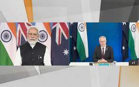 MELBOURNE: Prime Minister Shri Narendra Modi and Prime Minister of Australia H.E. Mr. Scott Morrison hold 2nd India Australia Virtual Summit