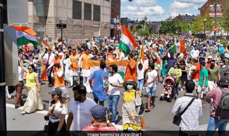 WASHINGTON : First-Ever India Day Parade In Boston; Massive India-US Flag Flies In Sky