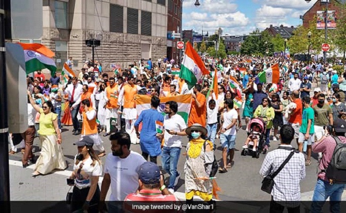 WASHINGTON : First-Ever India Day Parade In Boston; Massive India-US Flag Flies In Sky