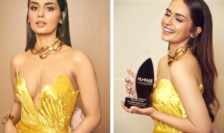 ABU DHABI : Manushi Chhillar wins an award at the ‘Filmfare Middle East Achievers Night 2022’